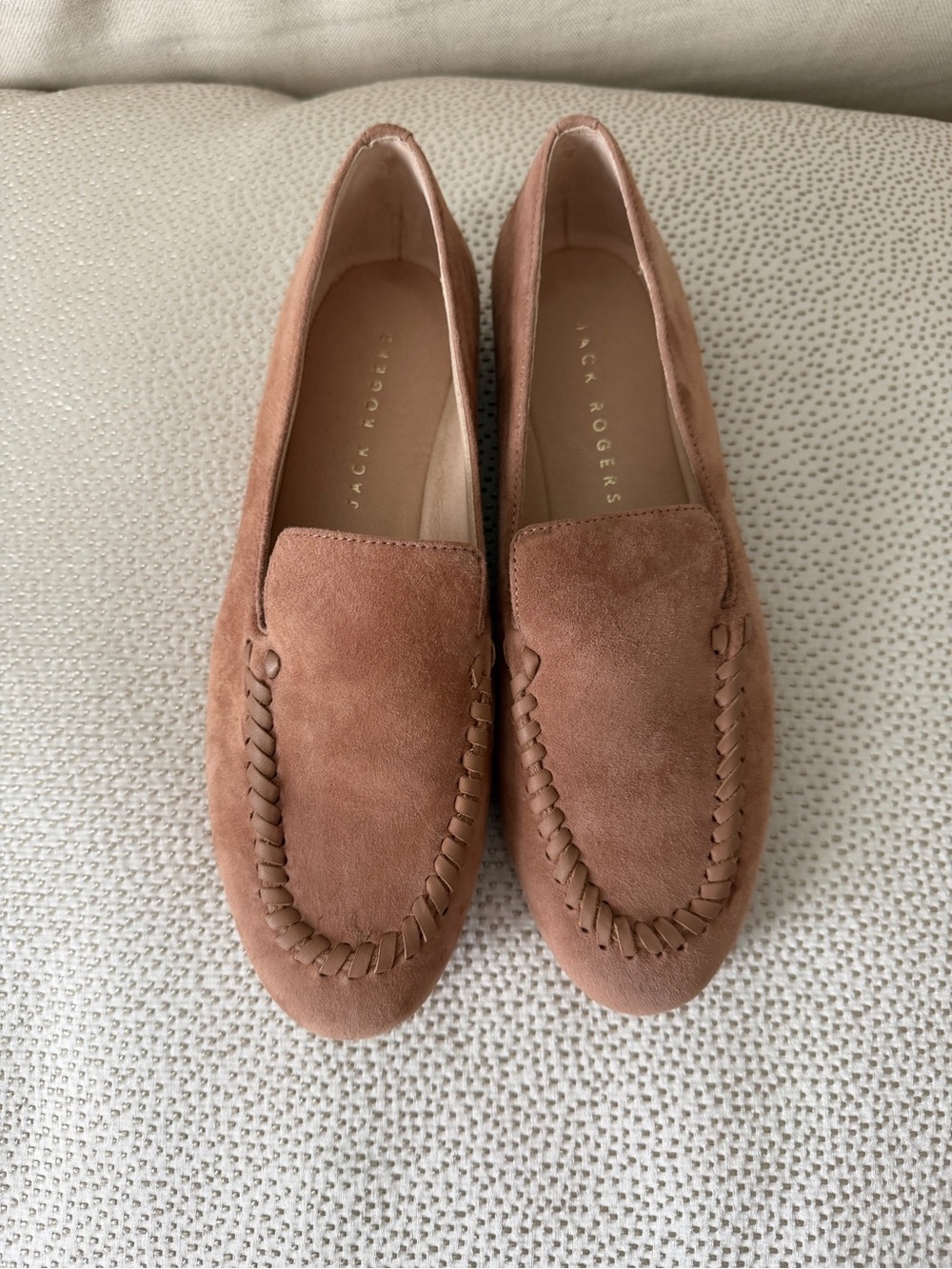 Jack Rogers Suede Loafers in Blush Pink